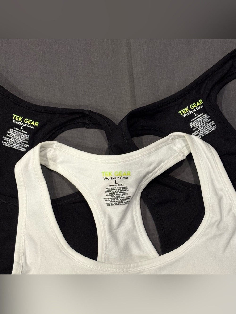 Tek Gear Lot of 3 Seamless Racerback Sports Bras Size Large Low Impact Padded - Picture 3 of 8